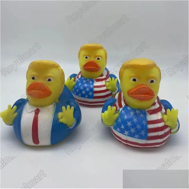 Party Favor Creative Pvc Flag Trump Duck Bath pływające zabawki wodne Zabawne zabawki