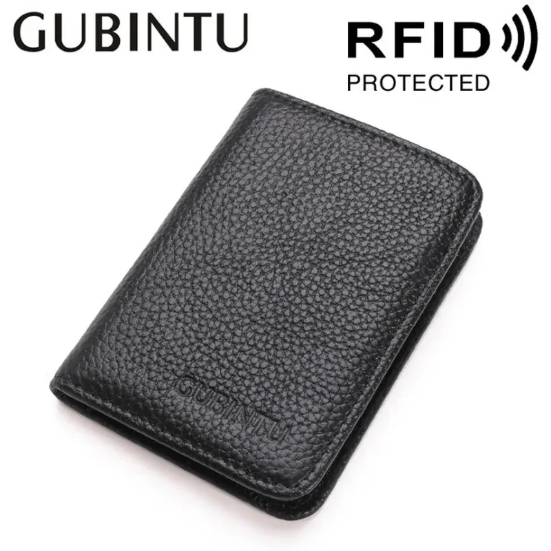 Carteiras Slim Genuine Leather RFID Card Protection Men Credit Card Card Case Small Cartet para Man Black Coffee