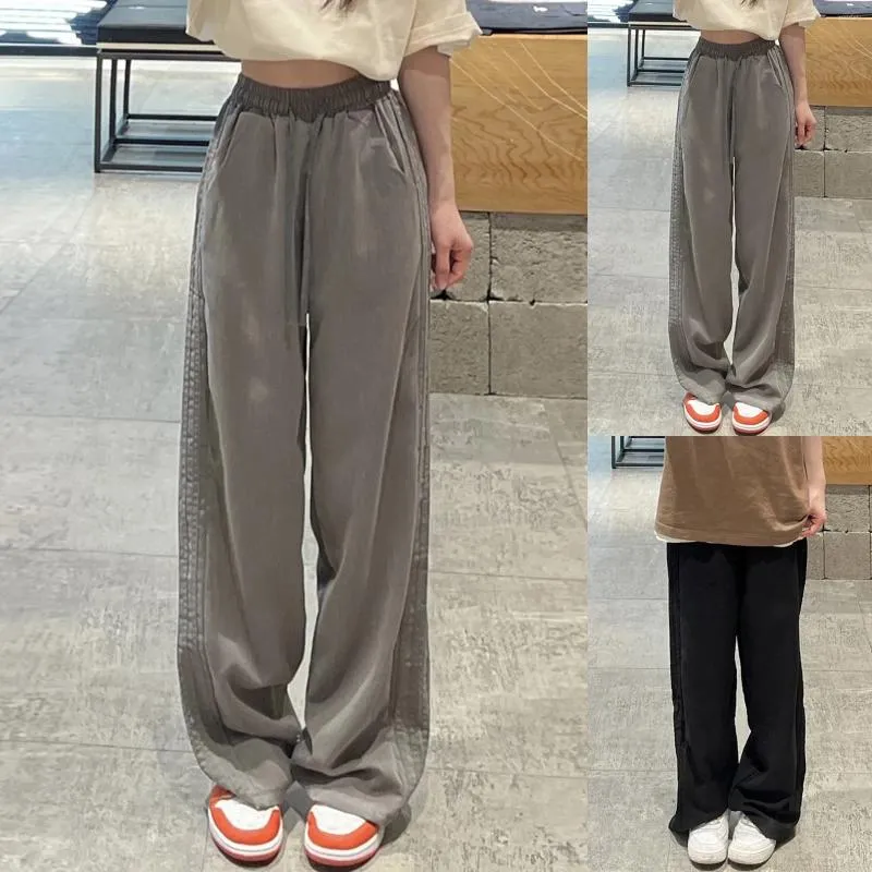Pantaloni da donna strisce laterali vintage casual copertura sciolta di carne ovest largo più dimensioni yoga lunghe per donne