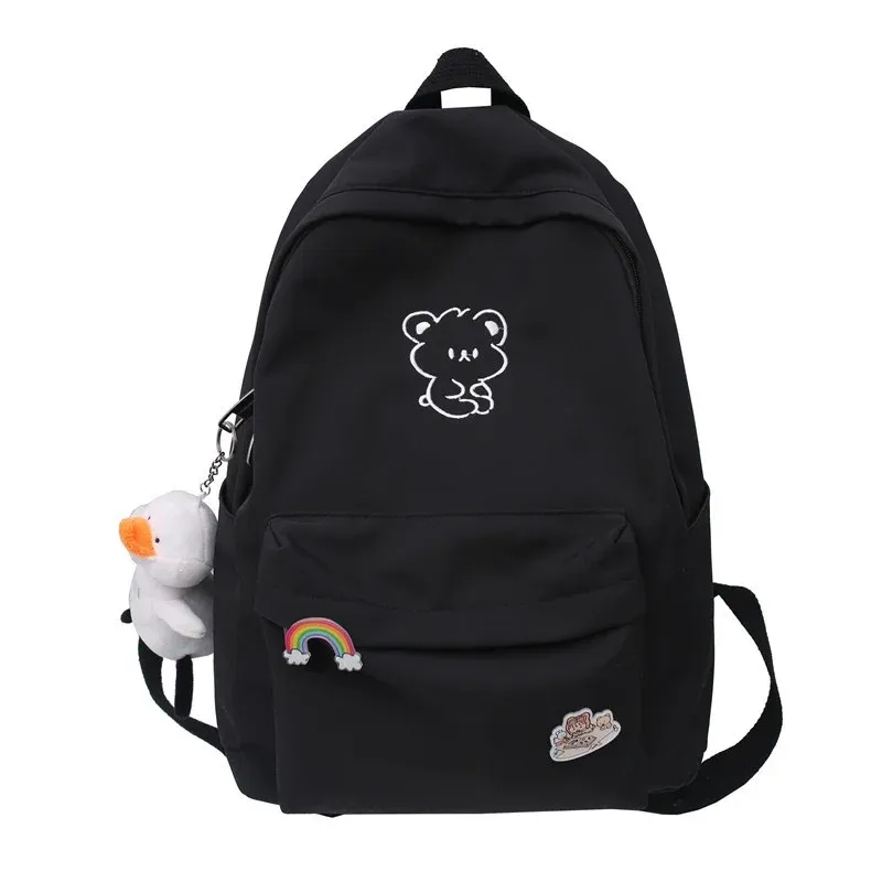 Sacs mignon caricatures teen sac à dos pour les filles étudiantes noires nylon middle School sacs lycéennes sacs de livres bookbag de style collège décontracté