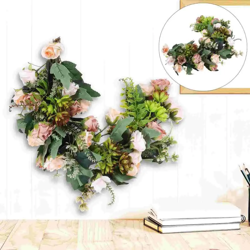 Dekorativa blommor Half Moon Shape Garland Wreath Vintage Simulation Rose for Decor