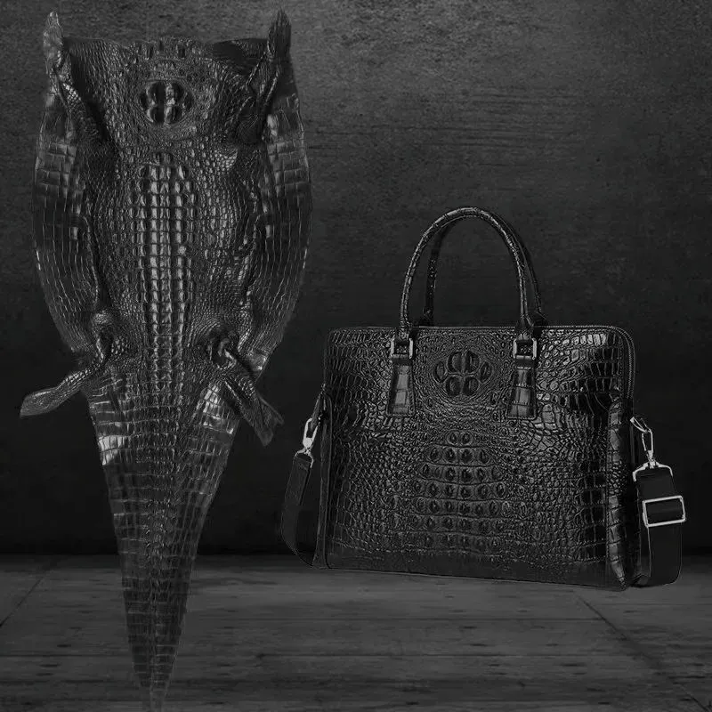 Rucksäcke echter Alligator Leder -Herrenbeutel Leder Highend Business Computer Bag Herren -Tasche Herren Aktentasche