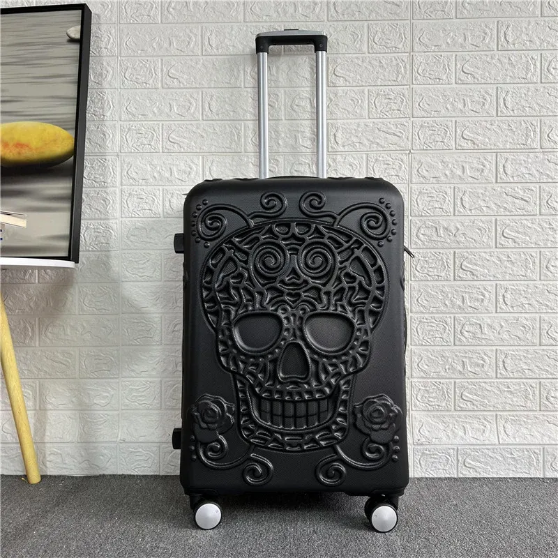 Carry-ons Nouveaux 20 "24" 28 "pouces de crâne de haute qualité Spinner Spinner Student Mot de passe valise Carry on Trolley Suitcase de voyage Sac de voyage