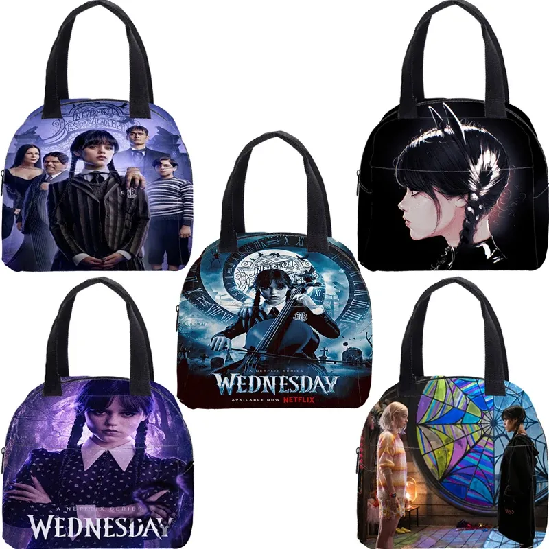 Bags Wednesday Addams Lunch Bag Bento Thermal Insulated Pouch boys girls School Snacks Outdoor Food Container Handbags Cooler Box