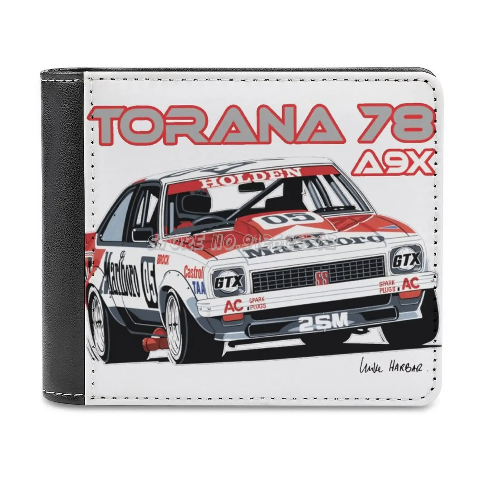 Klipp Holden A9x Torana Peter Brock Design Läderplånbok Män Slim Purse Card Holder Wallet Pengar PAG HOLDEN A9X A9X Australian Class