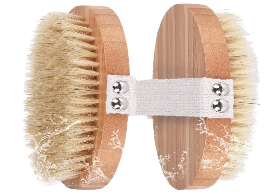 Natural Boar Bristles Bamboo Body Brush Back Brush Remove Dead Skin Body Shower Bath Spa Massage with Rivet Without Handle CCA11842641986