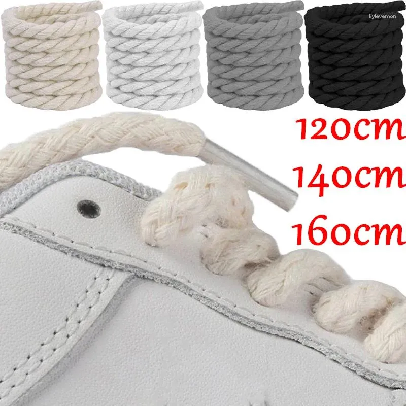 Shoe Parts 2pcs 120/140/160CM Thicker Linen Rope Shoelaces Students Bold Round Cotton Twist Weave String Cord Shoestrings Laces Streetwear