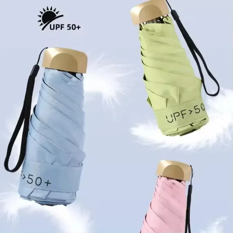 太陽傘UPF550小さな折り畳みポケットレイン傘紫外線保護シェードカプセル屋外保護サンシェード