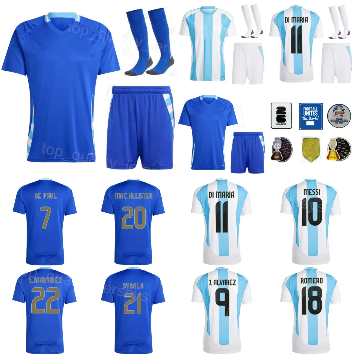 Copa America 2024 2025 Soccer 20 Alexis Mac Allister Jerseys 8 Enzo Fernandez Giovani Lo CelSo Angel Di Maria Cristian Romero Football Shirt Agenting d'équipe nationale