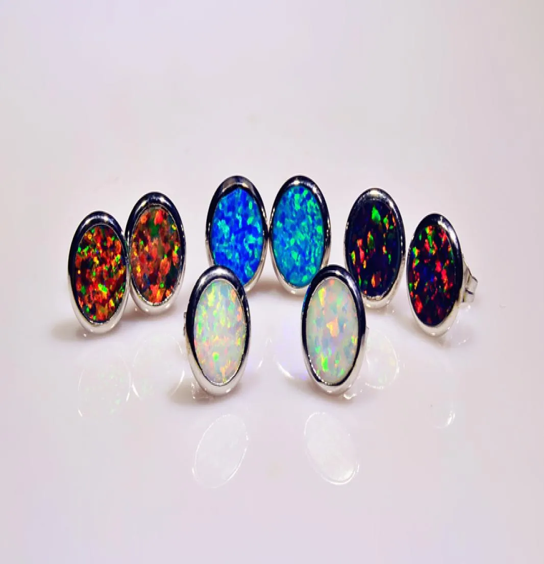 Bijoux de mode de vente au détail Fine BluewhiteorangeBrown Fire Opal Stone Silver plaque d'oreilles Eat0029647517