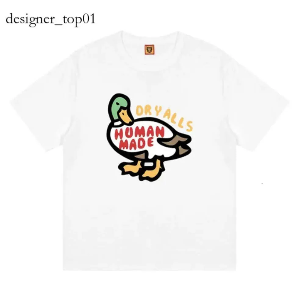 Human Made Brand Designer Nieuwe Fashion Trends Summer Men's T-shirts Cartoon Tiger Flying Duck Panda Dog Pig Slub Katoen Korte mouwen T-shirts voor mannen Vrouwen 1879