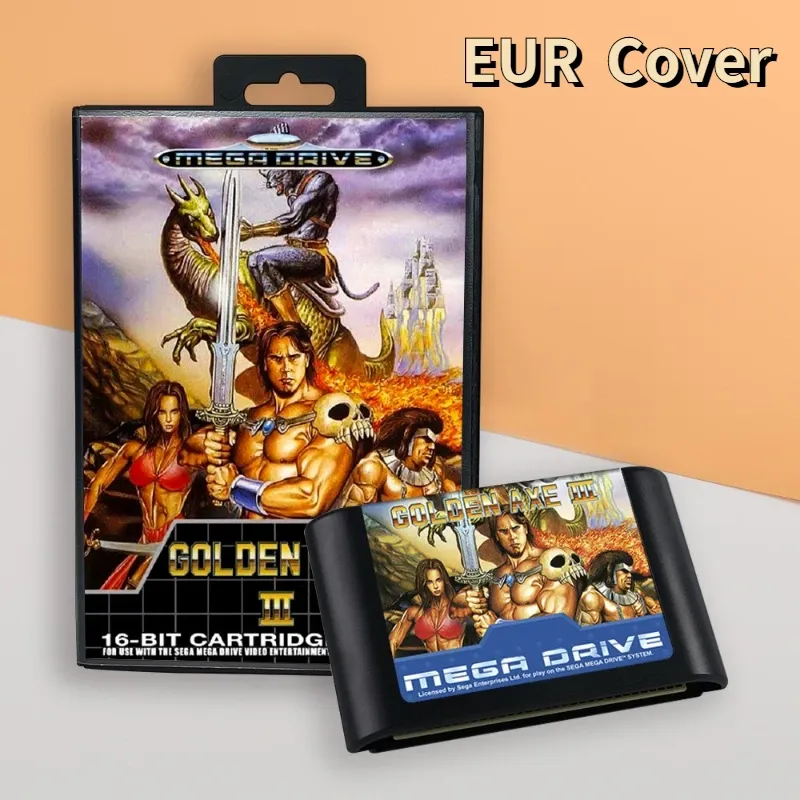 Cards for Golden Axe III 3 EUR cover 16bit retro game cartridge for Sega Genesis Megadrive video game consoles