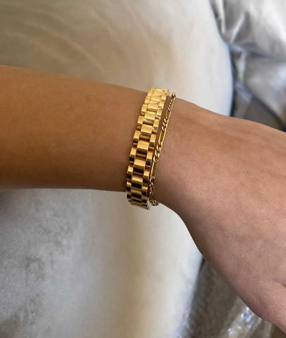 Luxe gouden roestvrijstalen staal Cuba armband Watch Polsband Women Sieraden armbanden Boerbakken voor mannen Drop7381907