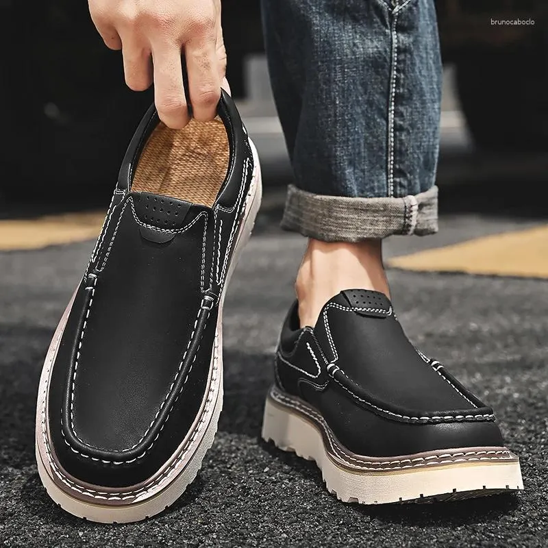 Casual Shoes Genuine Leather Loafers Mens Slip On 2024 Arrival Male Comfortable Groom Shoe High Quality Men Business