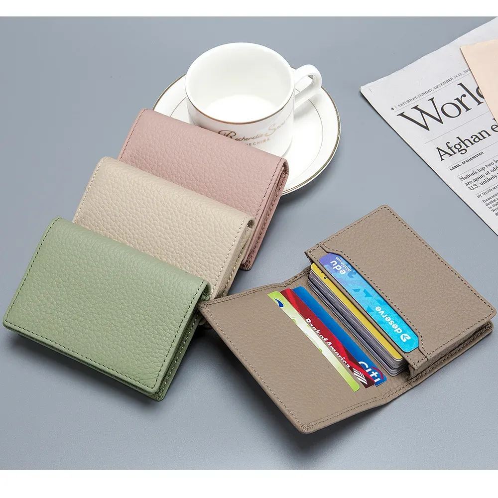 Halter Luxus Mode Echte Lederkarte Brieftaschen Männer Kreditkartenhalter Frauen Kartonhalter männlicher Organisator Visitenkarten Hülle Tasche