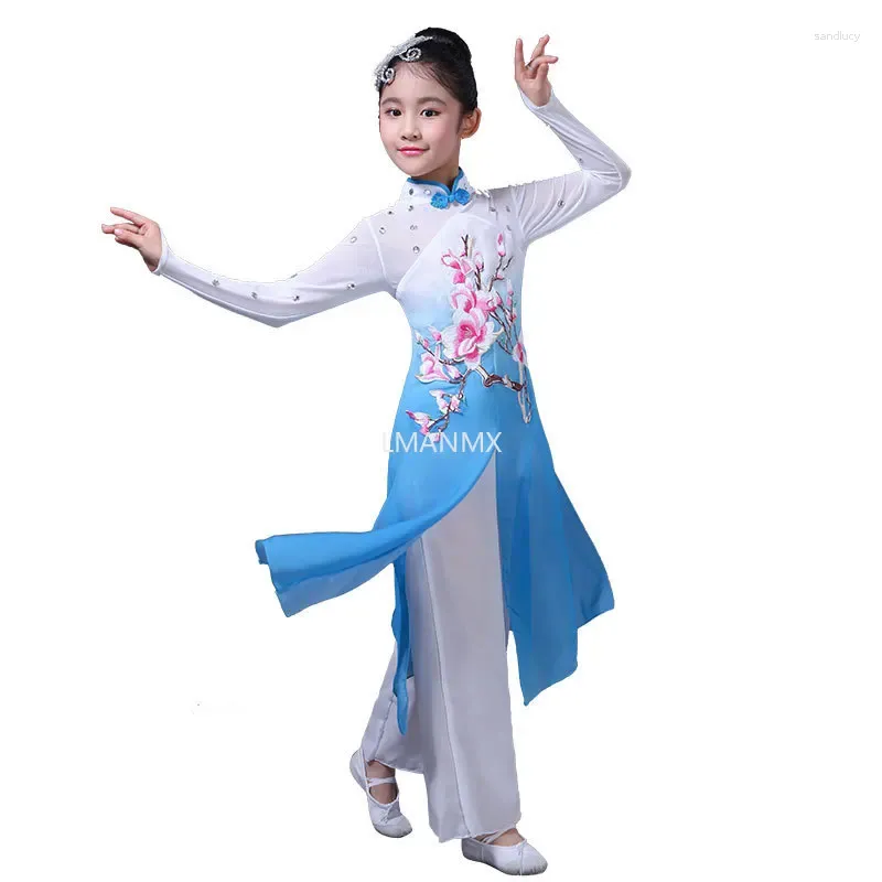 ارتداء المرحلة التقليدية للرقص الشعبي الصيني اللباس الفتاة يانغكو للبنات النسائية الأنيقة
