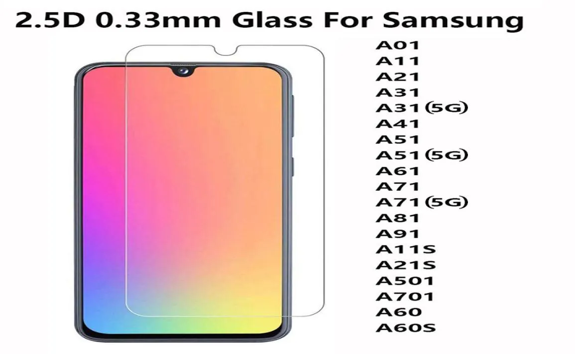 Voor Samsung Galaxy A01 A11 A21 A315G A41 A51 5G A61 A71 5G A81 A91 A11S A21S A501 A701 A60 A60S 25D Getemt Glazen telefoonscherm P6597676 P6597676