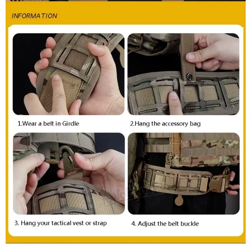 new 2024 Multifunction Outdoor Tactical Battle Belt Hunting Set Belt Military Inner Waist Belt With Phone Tool Bag For CS Shooting