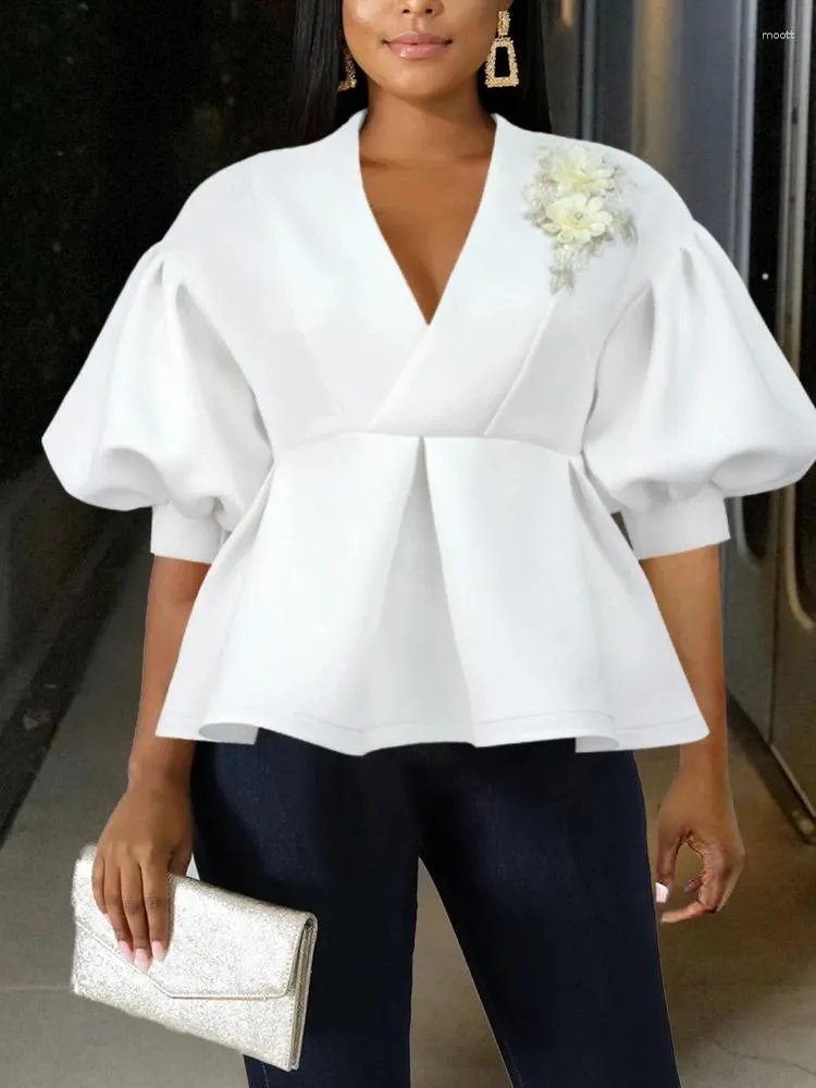 v neck peplum top with sleeves