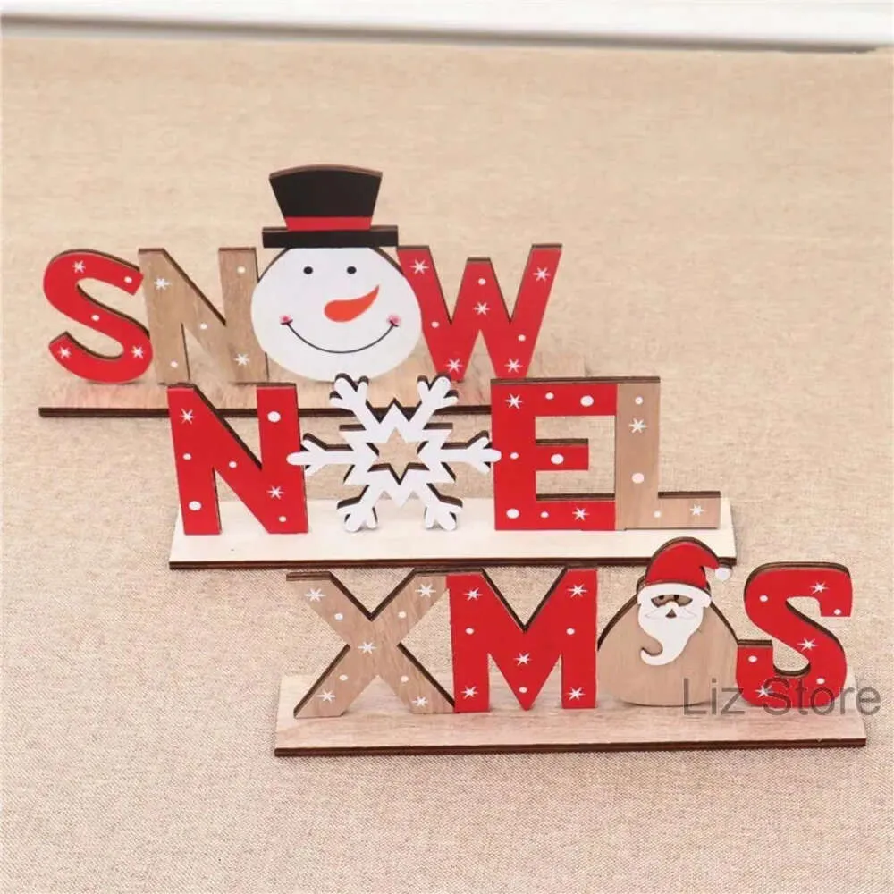 Lettera ornamento natalizio in legno Babbo Natale Modello Claus Snowman Snowflake decorativo di Natale decorativo Ornamenti desktop TH1211 s