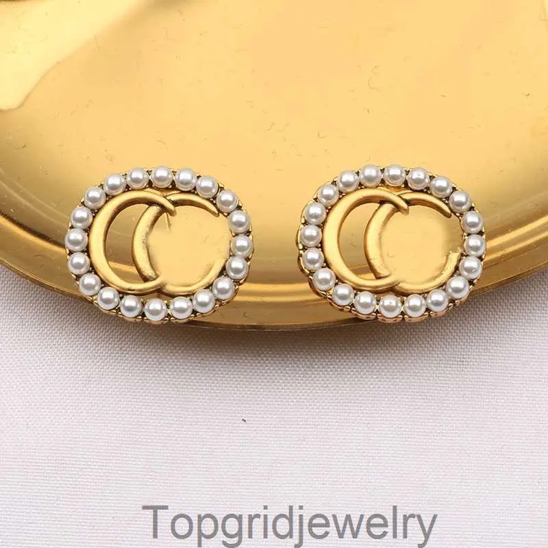 Fashion 18K Gold Placted Luxury Brand Designers Double Letters Stud Clip Chain Women Geometric Women Oval Crystal Rhinestone Earring Earring Wedding Party Gifts