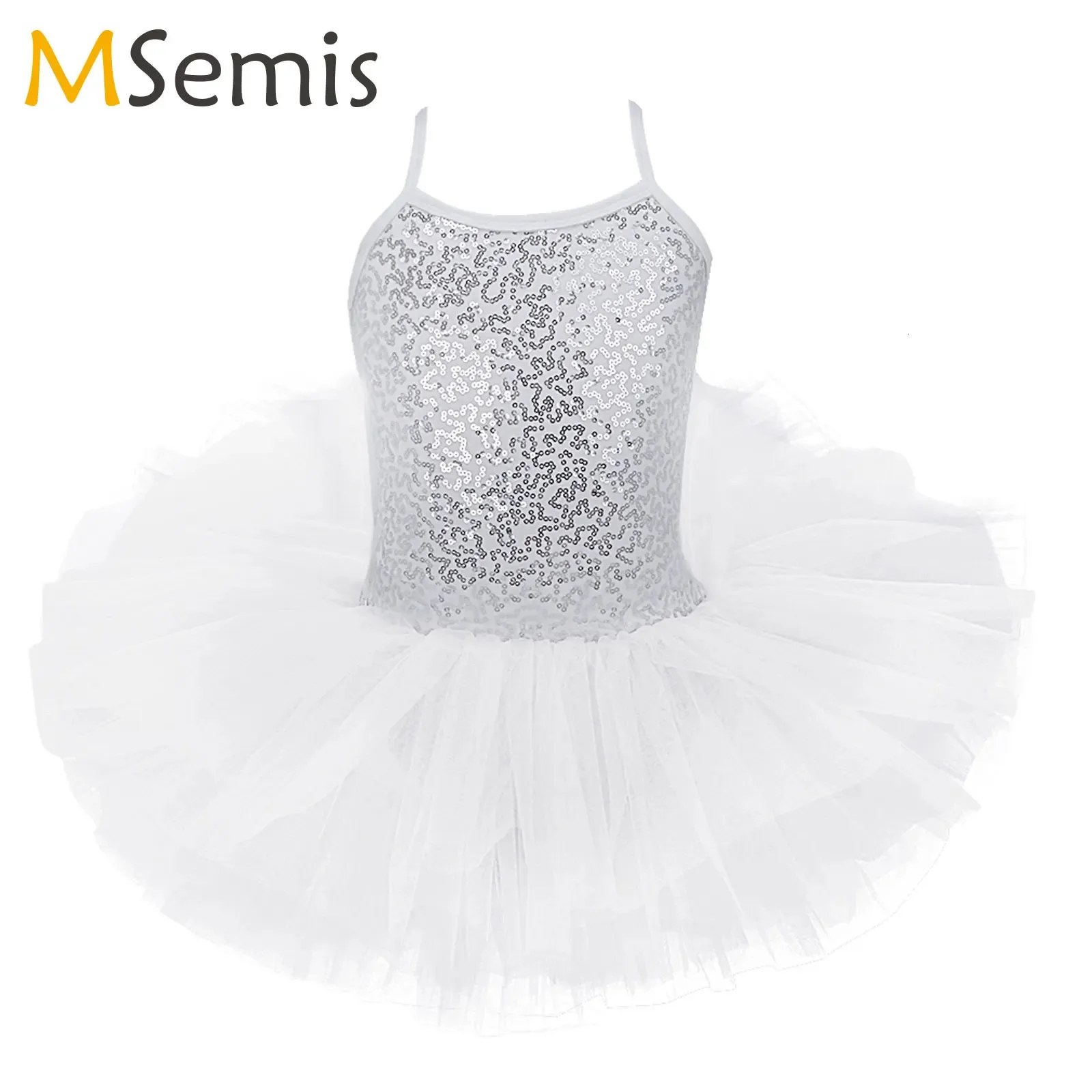 Dziewczęta błyszcząca cekinowa sukienka tutu balerina taneczna odzież gimnastyka Sukienka Lotard Profesjonalna balerina kostium tańca 240411