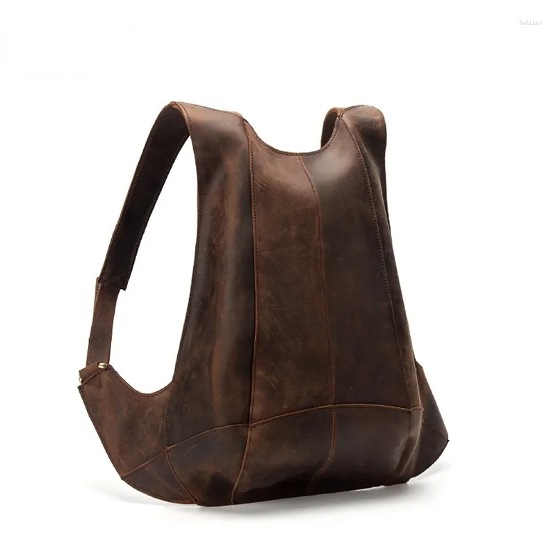 Sac à dos hommes femmes sac anti-vol Crazy Horse en cuir en cuir voyage shcool