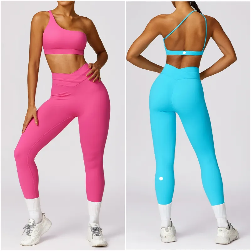 LL8578 Femmes de yoga Tépail deux pièces ensembles pantalon pantalon gilet pantalon sport gym en cours de pantalon long pantalon élastique