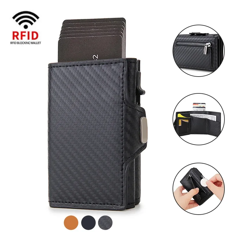 Holders Rfid Carbon Fiber Card Holder Men Wallets Slim Thin Coin Pocket id Bank Credit Cardholder Case Aluminum Minimalist Smart Wallet