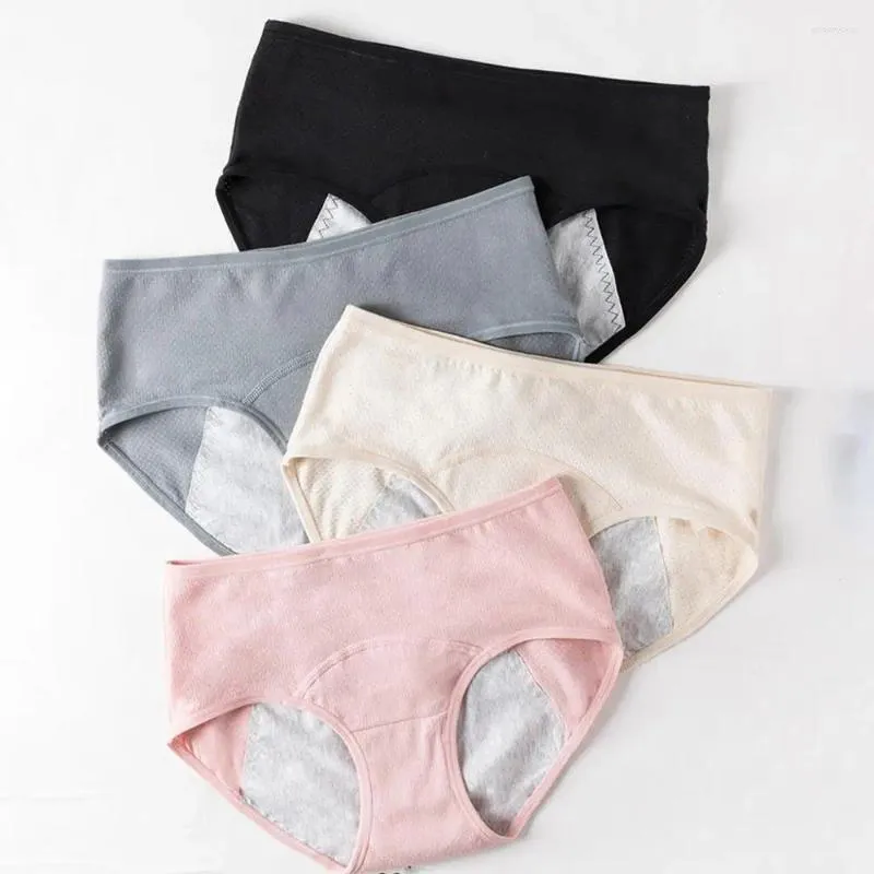 Culotte de femmes pantalons physiologiques de coton doux fuite menstruelle de la taille mid de la taille scénarisation lingerie femmes dames sous-vêtements