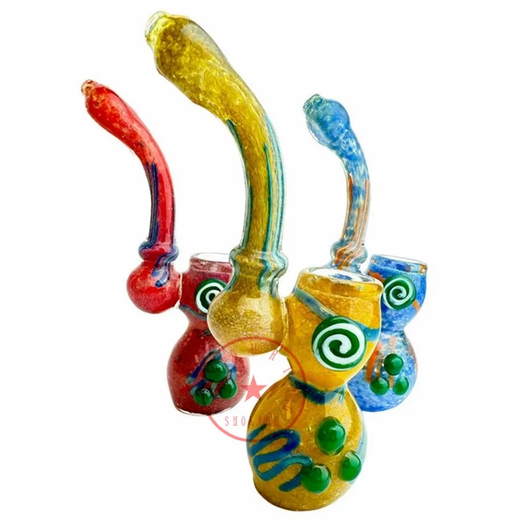 Färgglada Pyrex tjockt glas bong platt munhoppning shisha rökning vattenrör bubbler rör filtrera ört tobaksoljerigor skål bärbar design cigaretthållare dhl