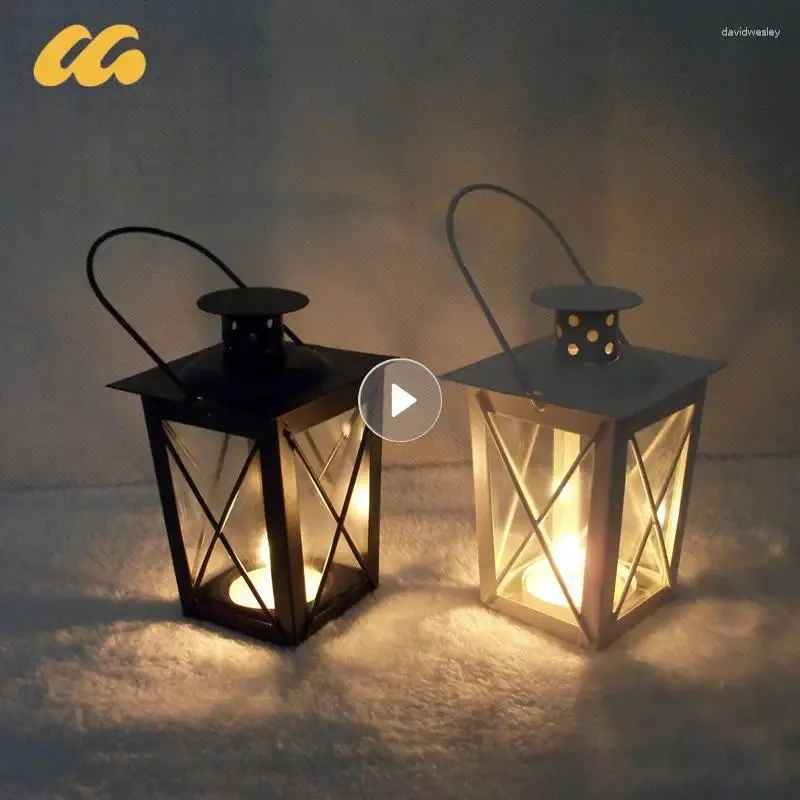 Lampade da tavolo Creative Iron Candlestick Holder Lantern for Home Party Wedding Hanging Ornament Decoration