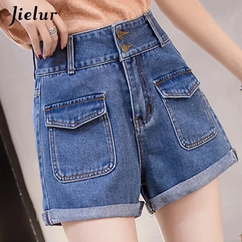 Jielur High Waist Short Jeans Women Women Corean College Style S-5xl Denim Shorts Womans Shee Fashion Young Basic Femme 240418