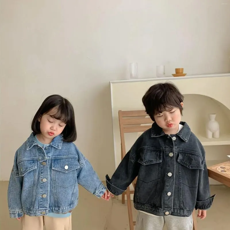 Jackor 2024 Baby Girl Boy Spring Autumn Denim Coats Fashion Cartoon Jacka Barn Barnkläder kläder