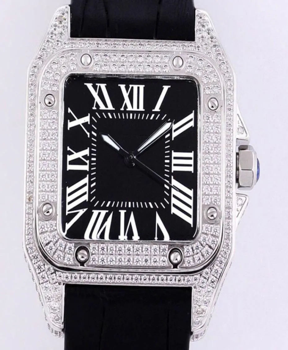 Mens 시계 자동 기계식 시계 51x39x115mm Rhinestones 방수 50 미터 cowhide strap montre de luxe9576172