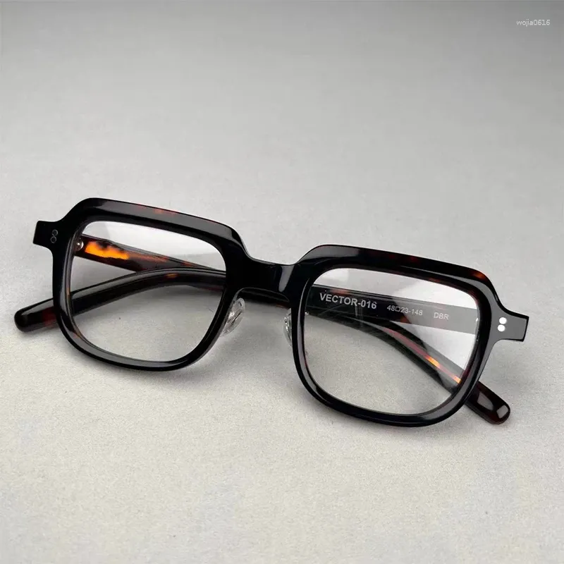 Lunettes de soleil Frames 2024 Vintage acétate Eyeglasses Optical Cadre Men Square Myopie Glasse de prescription Femmes Femmes faites à la main