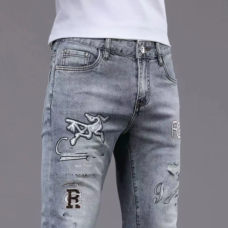 Jeans Men's jeans Designer men's nice colored pants High-end quality slim-fit design retro street casual sweatpants