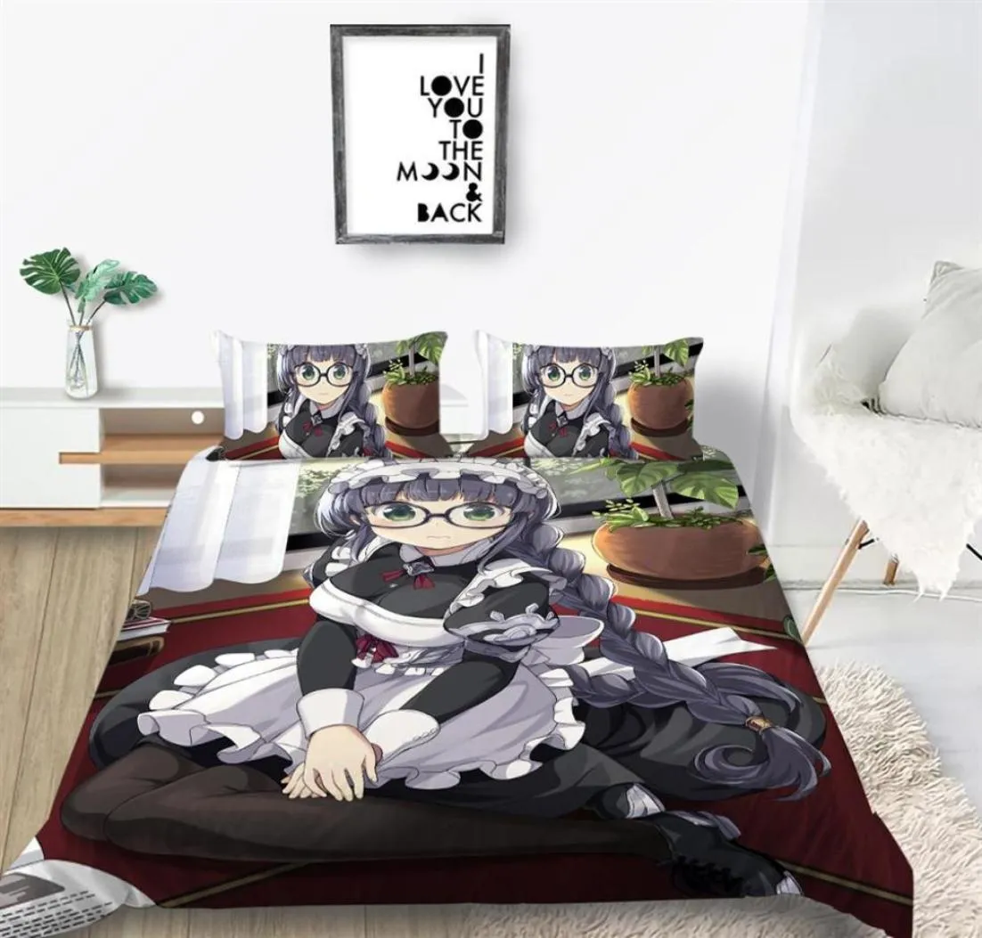 Desenvolvimento de cama de ponta de alta camada de anime Sexy Classic Classic 3D Tampa de edredão japonesa rainha solteira rei dupla dupla cama de cama completa com travesseiro 3p7478631