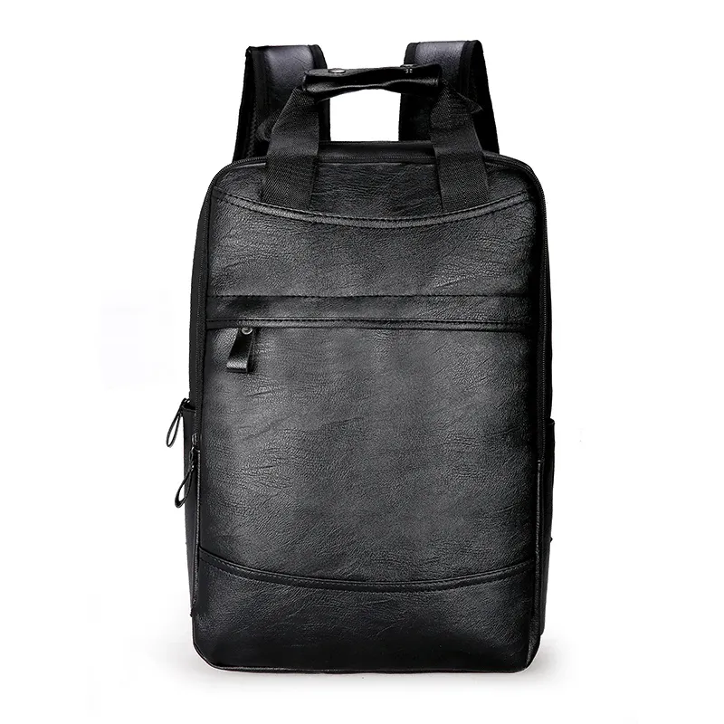 Rugzakken mannen rugzak pu lederen bagpack grote laptop rugzakken mannelijke mochilas casual schooltas voor tieners jongen bruine zwarte hoge kwaliteit