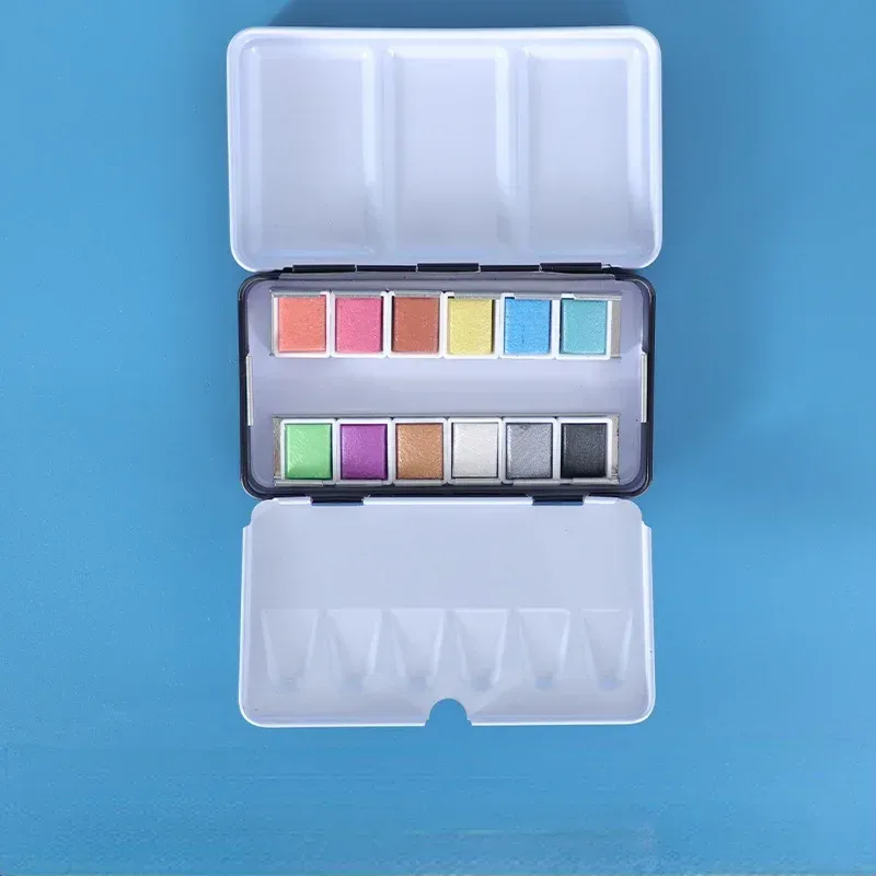 Pens Artist Tin Box Solid Watercolor Paint 24 Colours Student Collegelevel Grande Fountain de plume nacrée