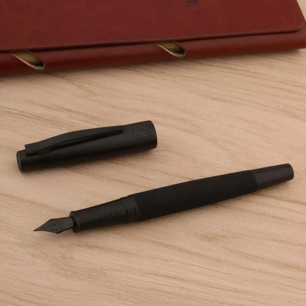 Pens de luxo de alta qualidade hongdian 6013 black metal fonte caneta caneta caneta titânio preto fino ponta excelente escola de negócios