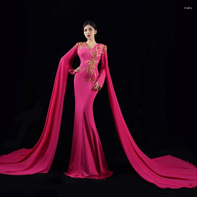 Party Dresses Baisha Custom Elegant Evening Dress Embroidery Beaded Long Mermaid With Detachable Floating Plate Gala Formal Party Dresses Baisha Custom Elegant Evening Dress Embroidery Beaded Long Mermaid With Detachable Floating Plate Gala Formal