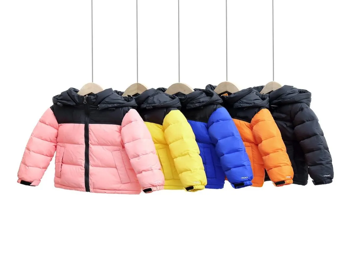 Giacca per bambini Down Giacca inverno Colore abbinata Giallo Outwear Ramiti di ricamo coreano con cassa con cappuccio a calore selvaggio Kid2547800
