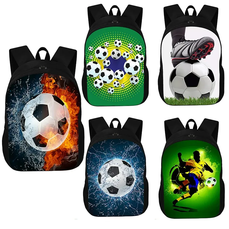 Backpacks Football Youth Sackepack Children's Soccely Imprimé Sac à école garçons Gambes Largecapity Sac de rangement Sac d'ordinateur Cadeau