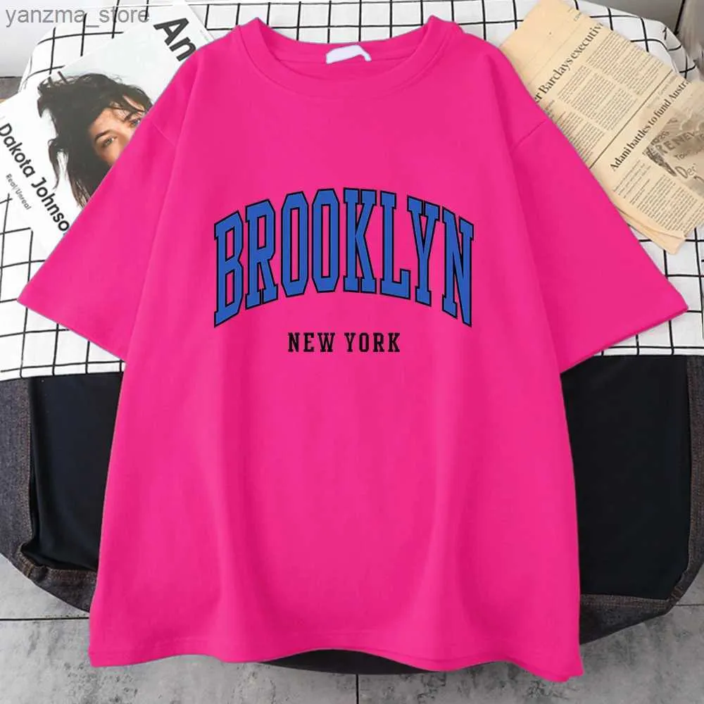 Damska koszulka Brooklyn New York Blue Design damska koszulka Strt Hip Hop T-shirt Sports Miękka bawełniana ubranie plus luźne koszulki Y240420