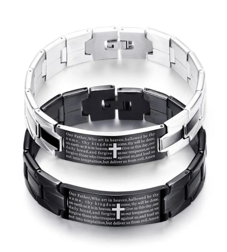 Bangle Holy Bible Men Bracelet Black Stainless Steel Watch Strap Silvering Plating Jewelry Gift For Women8449973