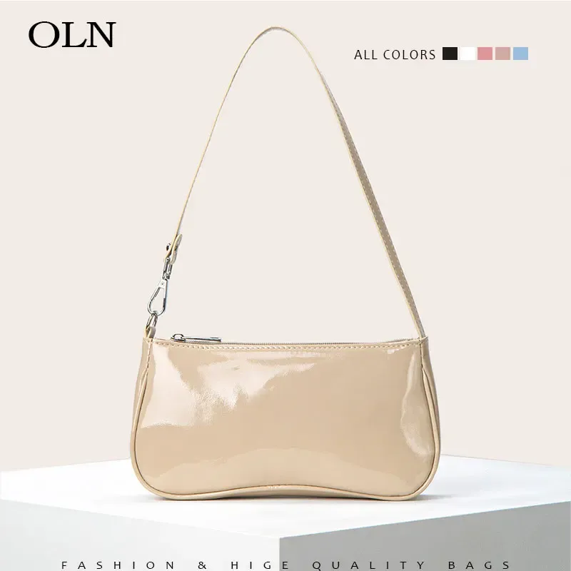 Bags Small Pink Leather Handbag For Women 2022 New Beige Purses And Handbags Patent Leather Black White Shoulder Bags Blue Side Bag