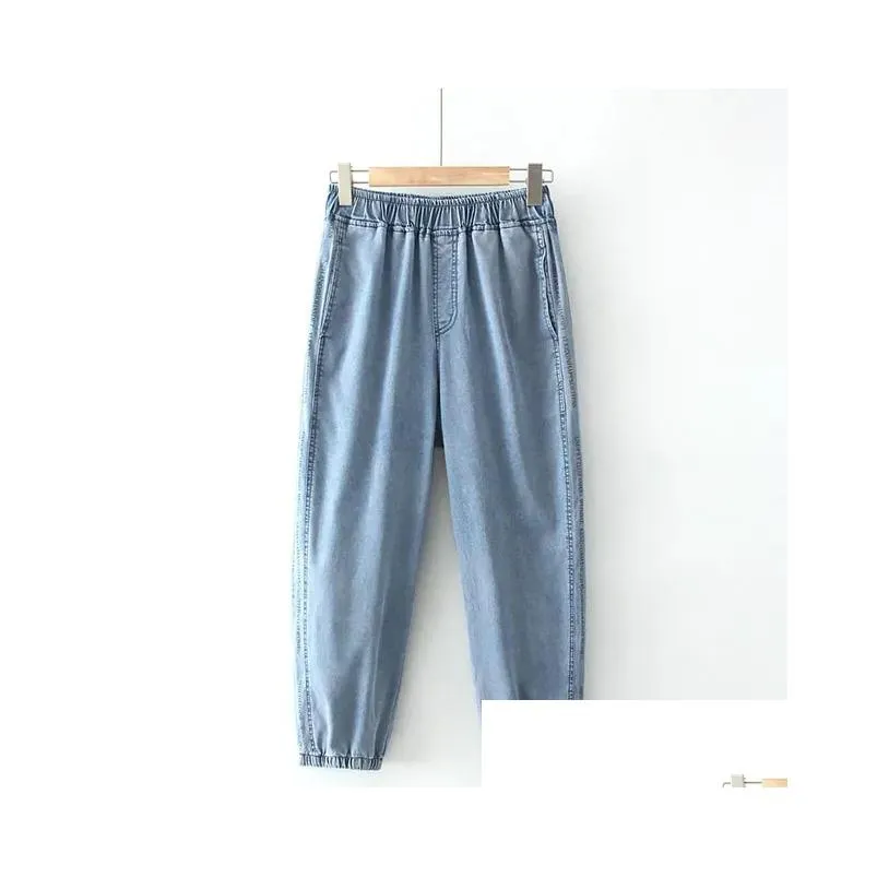 Abiti taglie forti da donna jeans elastico in vita alta elastica in denim in denim in denim per la donna tettona v7