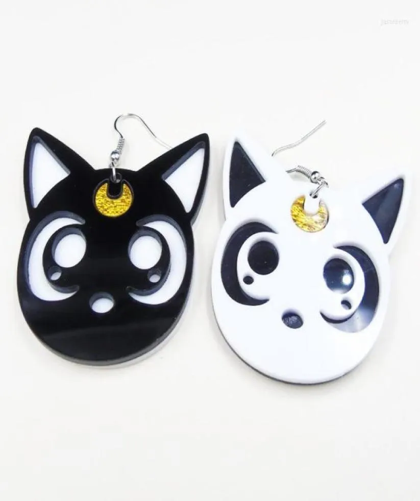 Dangle Ohrringe Cartoon Harajuku Anime Moon Schwarz Katz