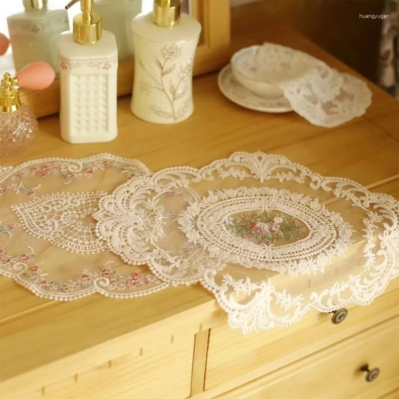 Table Cloth Retro Oval Lace Placemat Multifunction School Office